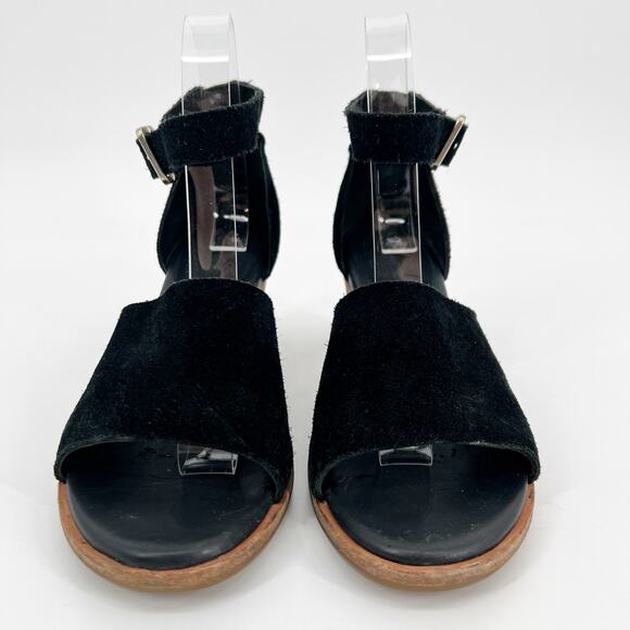 Kork Ease Gazania Sandals Women 7M Black Suede Leather Ankle Strap Open Toe Heel - Picture 2 of 10